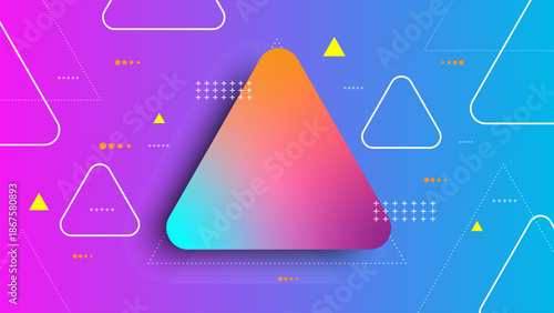 Abstract geometric tech background presentation design.Triangle shape banner