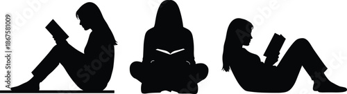 Silhouettes of scuba divers with fins, masks and oxygen tanks swimming in multiple underwater poses representing adventure, exploration and marine activity