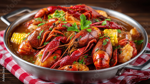 A boiling pot full of crawfish