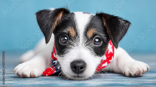 4th of july puppy wearing a...