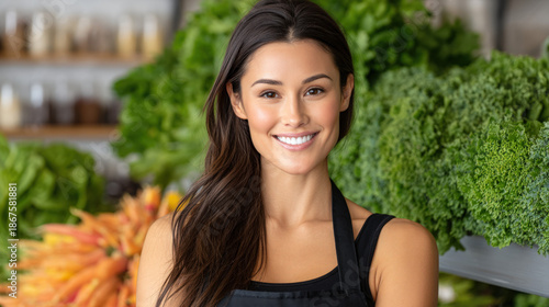 A food service worker behin...