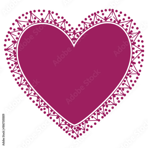 Vibrant Heart Shape with Intricate Lace Design Isolated on Transparent Background for Valentines Day or Love Themes