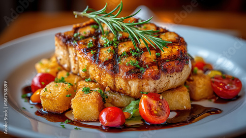 A grilled swordfish steak
