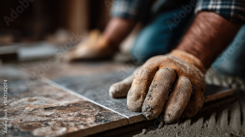 A worker carefully laying f...