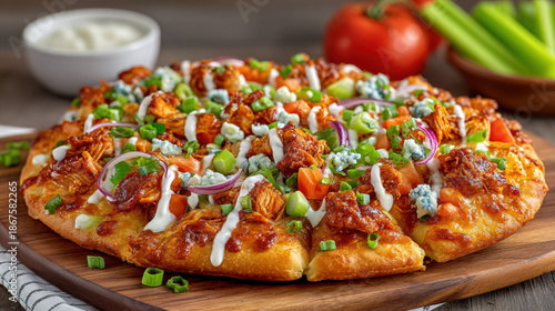 Buffalo chicken pizza with ...