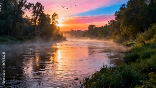 sunrise over the river