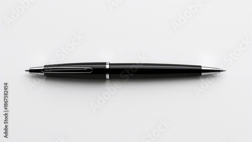 Wallpaper Mural A black ballpoint pen with silver accents lying horizontally on a white background. Torontodigital.ca
