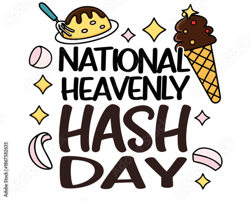 National Heavenly Hash Day Vector Artwork Featuring Delicious Dessert Illustration Isolated on White Background
