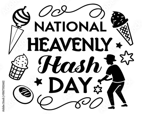 NATIONAL HEAVENLY HASH DAY vector illustration isolated on white background