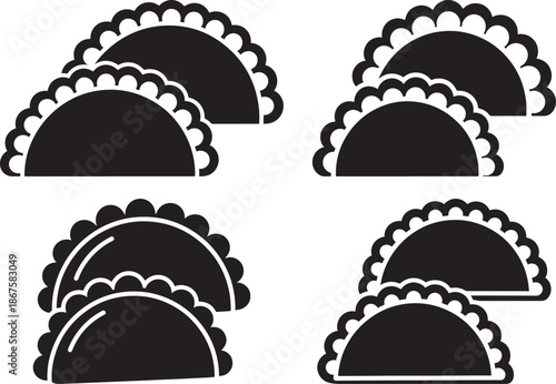 Dumpling icon set crescent shaped food