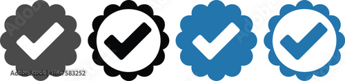 Set of verified checkmark icons signifying trust, authenticity, and validation