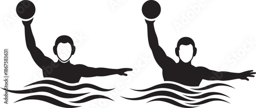 Water polo players in water sport game