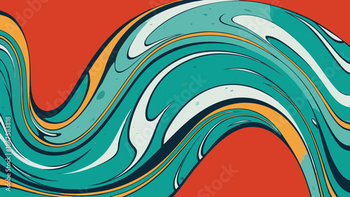 Abstract colorful vector background with pink and blue wave patterns, floral art elements, and rainbow swirls creating a decorative summer wallpaper texture