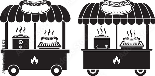 Hot dog cart street food illustration