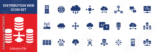 Distribution Web Icon Set Solid Fill