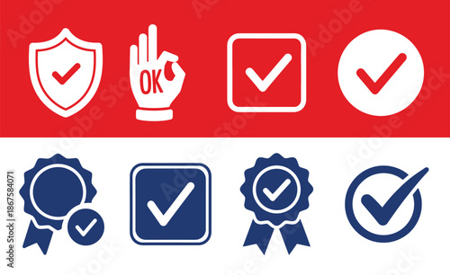Check Mark OK Sign Icon Set Solid Fill
