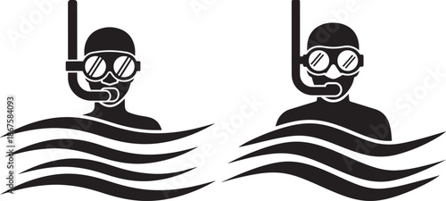 Snorkeler in water with diving equipment