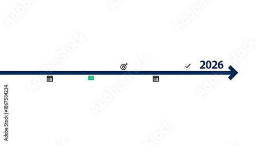 2026 timeline with arrow, target, checkmark and calendar icons