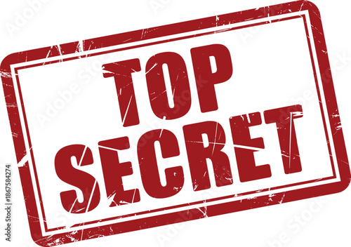 Top secret stamp on white background for confidential documents