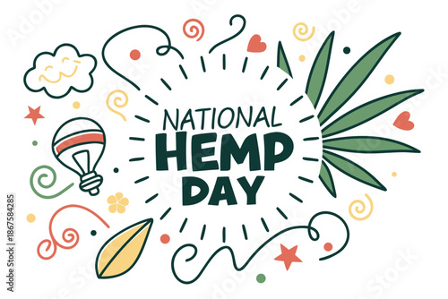 NATIONAL HEMP DAY vector illustration isolated on white background