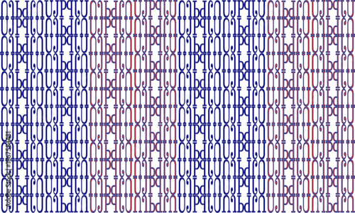 Elegant red and blue seamless pattern featuring ornate scrollwork designs on white. Ideal for luxury backgrounds, textile prints, and decorative tiling