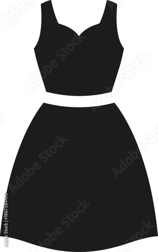 Black two piece sleeveless midi dress with white accent