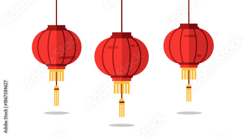 Traditional red Chinese lanterns hanging