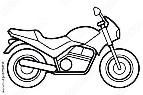 Chopper Style Motorcycle Silhouette Illustration, Custom Motorbike Outline Isolated for Automotive and Travel Branding