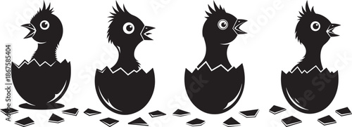 Chick hatching out of egg vector design