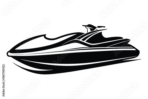 Minimalist Jet Ski Silhouette Personal Watercraft Graphic, Aquatic Transportation Icon for Coastal and Nautical Projects
