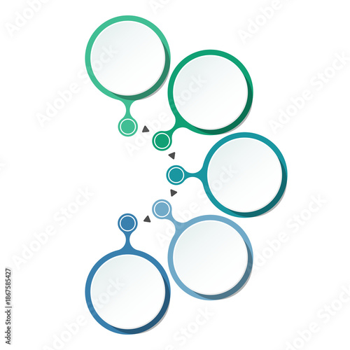 Basic circle infographic with 5 steps, process or options.