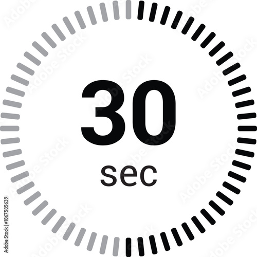 30 seconds timer stopwatch or countdown icon vector isolated on white background