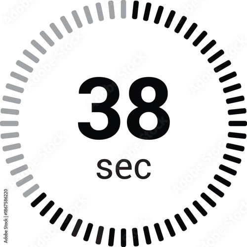 Foto 38 seconds timer stopwatch or countdown icon vector isolated on white background