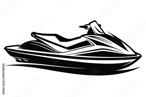Professional Jet Ski Silhouette Icon, Personal Watercraft Vector Outline for Signage and Print Design Templates