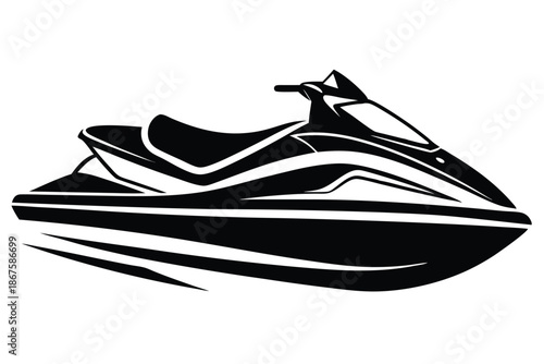Action Jet Ski Silhouette, Sport Watercraft Vector Graphic for Summer Vacation Designs and Marine Leisure