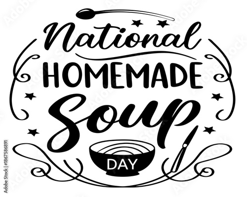 NATIONAL HOMEMADE SOUP DAY vector illustration isolated on white background