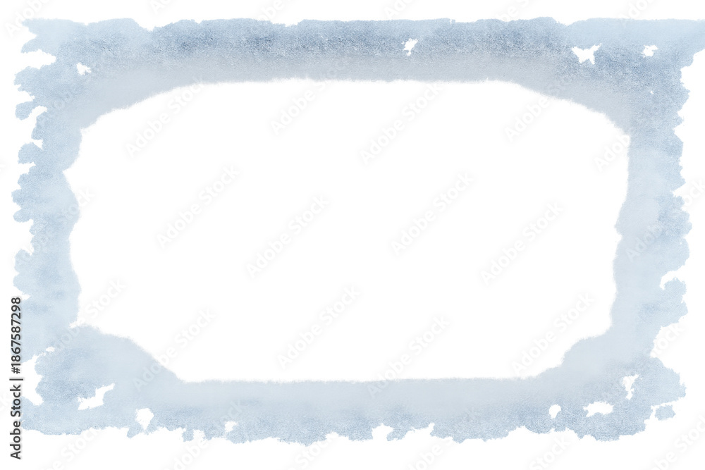 Fototapeta premium Snow and ice border with frosty white and blue texture forming a decorative winter frame. Transparent background