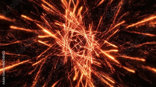 Wallpaper Mural Abstract motion graphic animation of bright red and orange light trails streaking across a deep black void suggesting rapid chaotic movement digital, dynamic, stream Torontodigital.ca