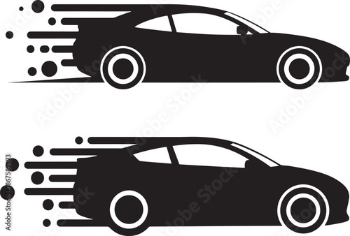Silhouette fast car isolated vector set