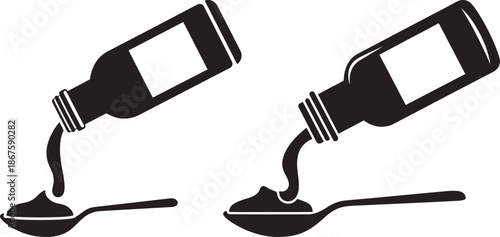 Syrup bottle with spoon illustration