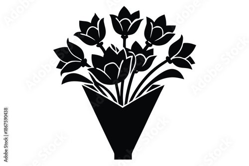 flower bouquet vector icon silhouette