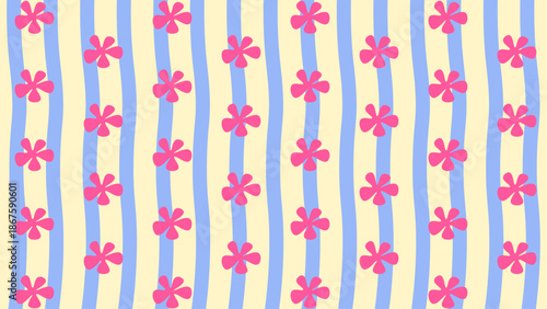 abstract pattern combining moderate flowing lines and blooming flowers. Elegant botanical design for surfaces.