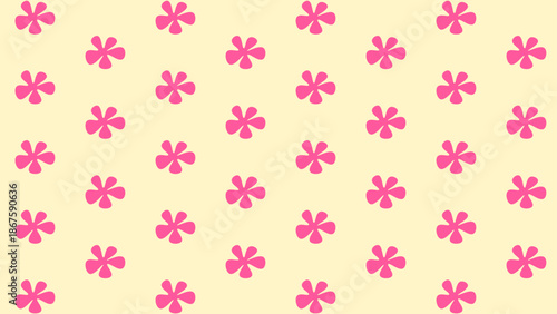 Small, simple flowers evenly scattered across the background. Clean shapes, no extra details, flat design.