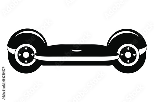 Self-Balancing Electric Scooter Silhouette - Black and White Vector Icon of a Modern Hoverboard for Technology and Mobility Designs