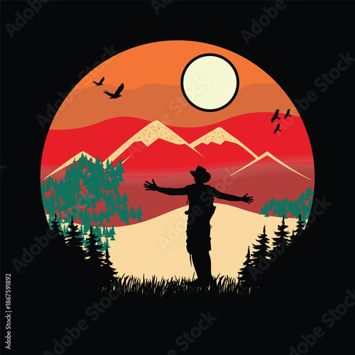 T-shirt design . Hiking design.