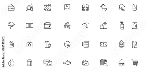 Assorted Line Icons Depicting Everyday Objects and Symbols.