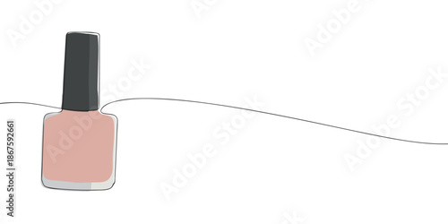Minimal line art illustration of a nail polish bottle with a cap, representing manicure cosmetics, beauty care, and nail styling.
