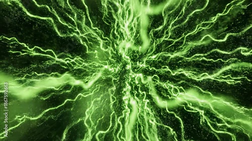 Wallpaper Mural Abstract motion graphic animation of sickly green particle tendrils dissolving into a dense black void, simulating a digital infection spreading rapidly error, growth, unsettling Torontodigital.ca