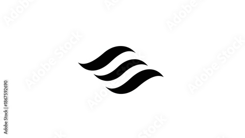 Three Black Wavy Lines Abstract Symbol on White Background