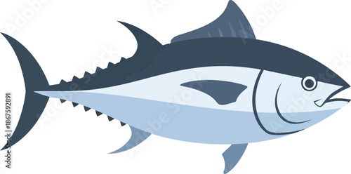 Simple illustration of a bluefin tuna fish with streamlined body shape
